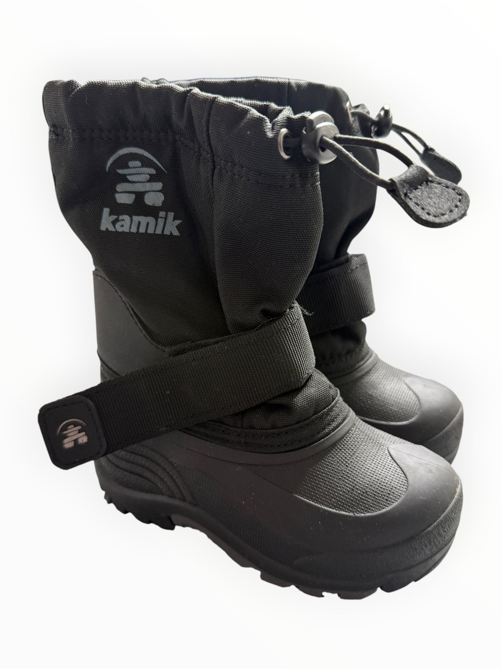Kamik Snow Boots Kids Black Waterproof Insulated Hook Loop Winter Size 9
